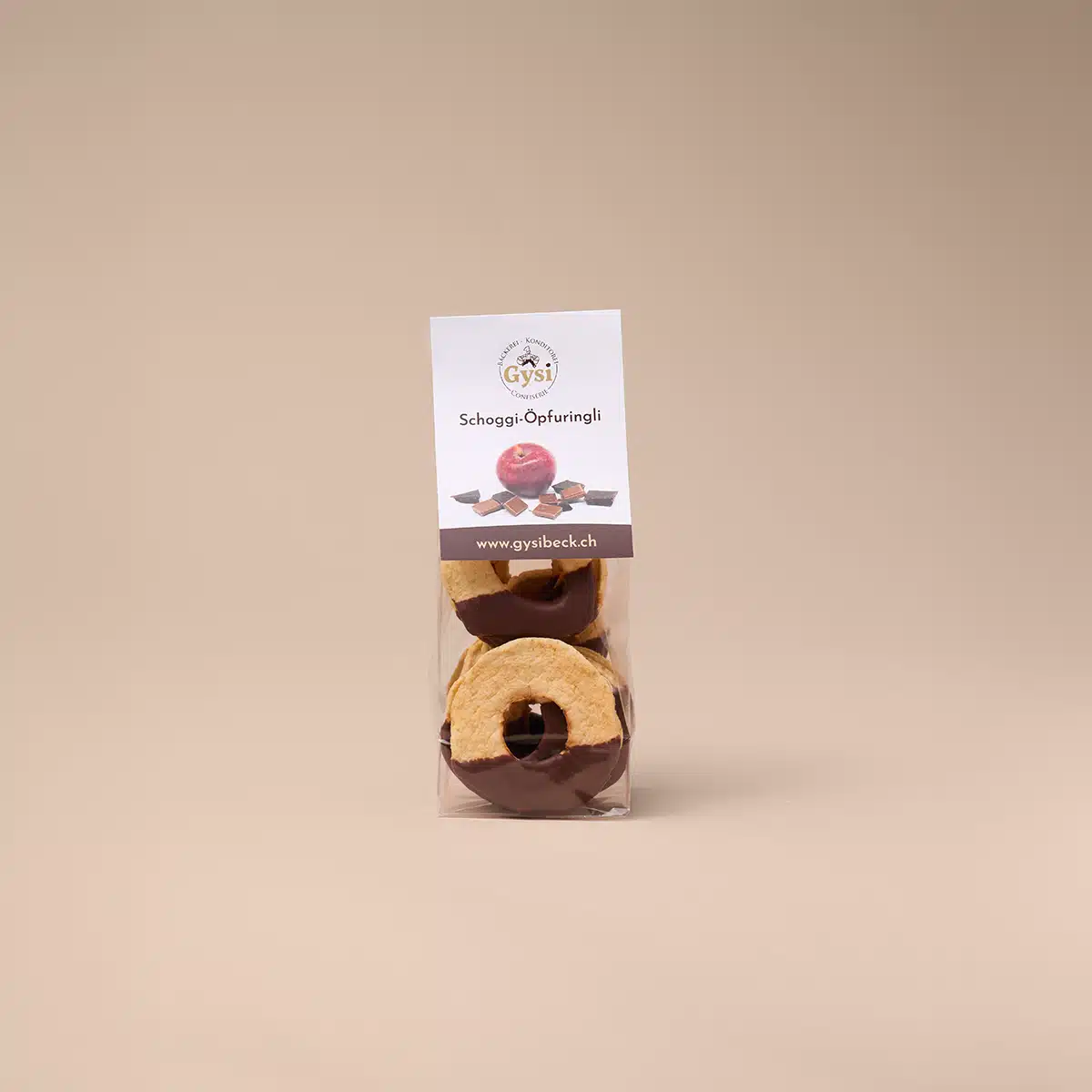 Getrocknete Apfelringli mit Schweizer Schokoalde